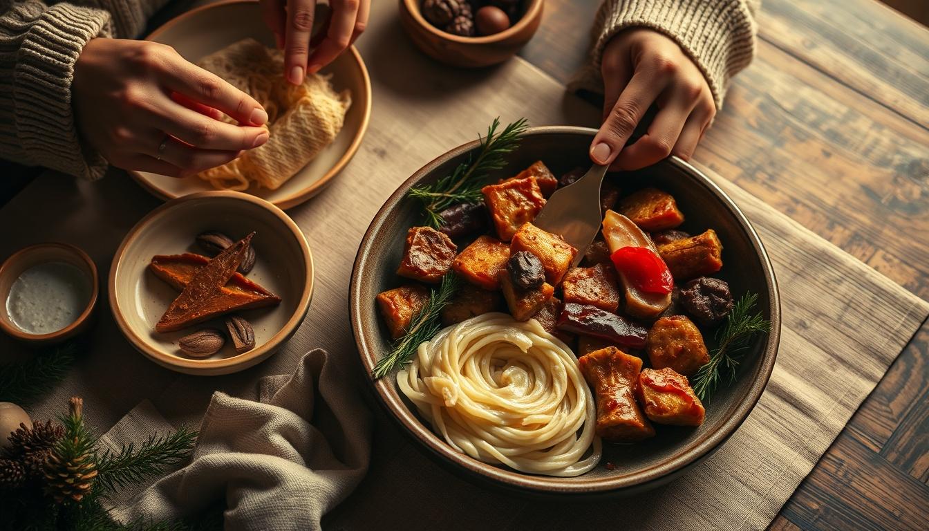 Comforting family dinner served at home