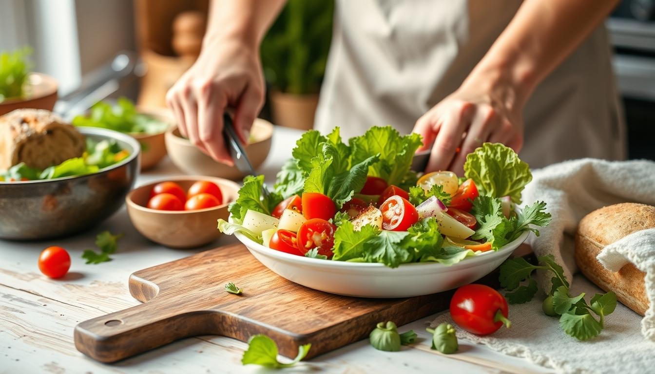 Measured baking ingredients prepared on a counter